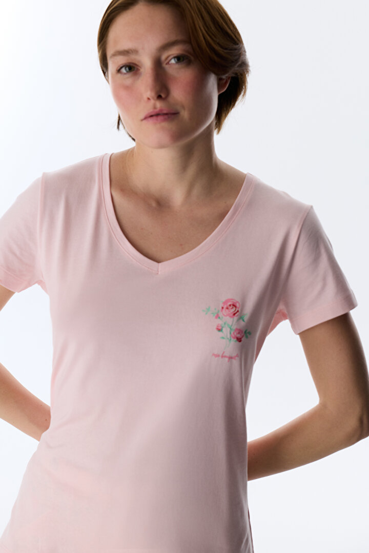 Gül Kurusu Pinkish Floral Pantolon Pijama Takımı - 2