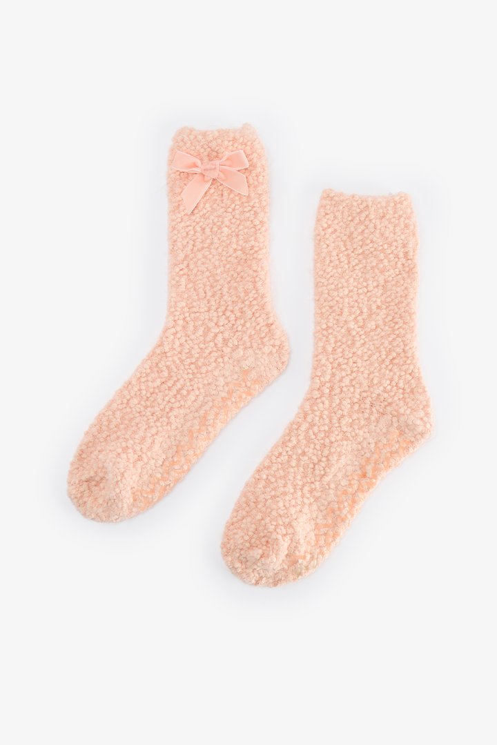 Pembe Hailey Popcorn Soket Çorap - 1
