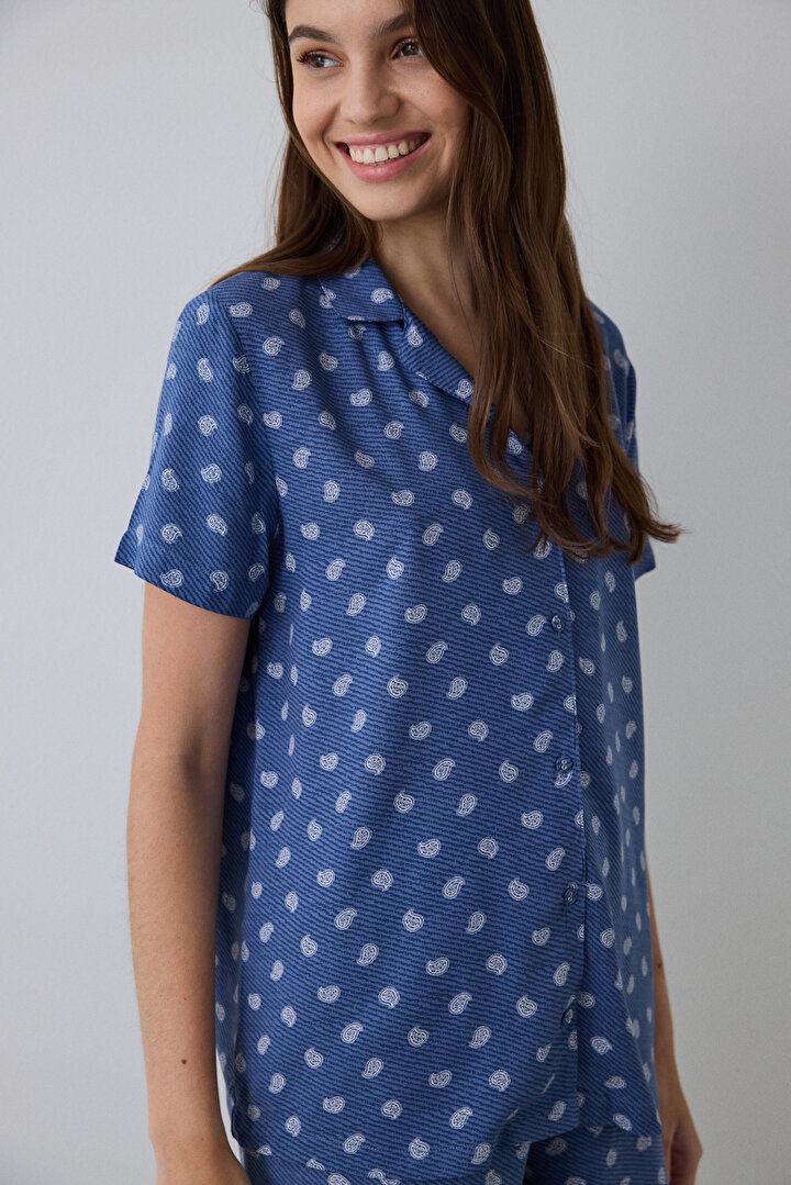 Hailee Desenli Gri Gömlek Pantolon Pijama Takımı - 2