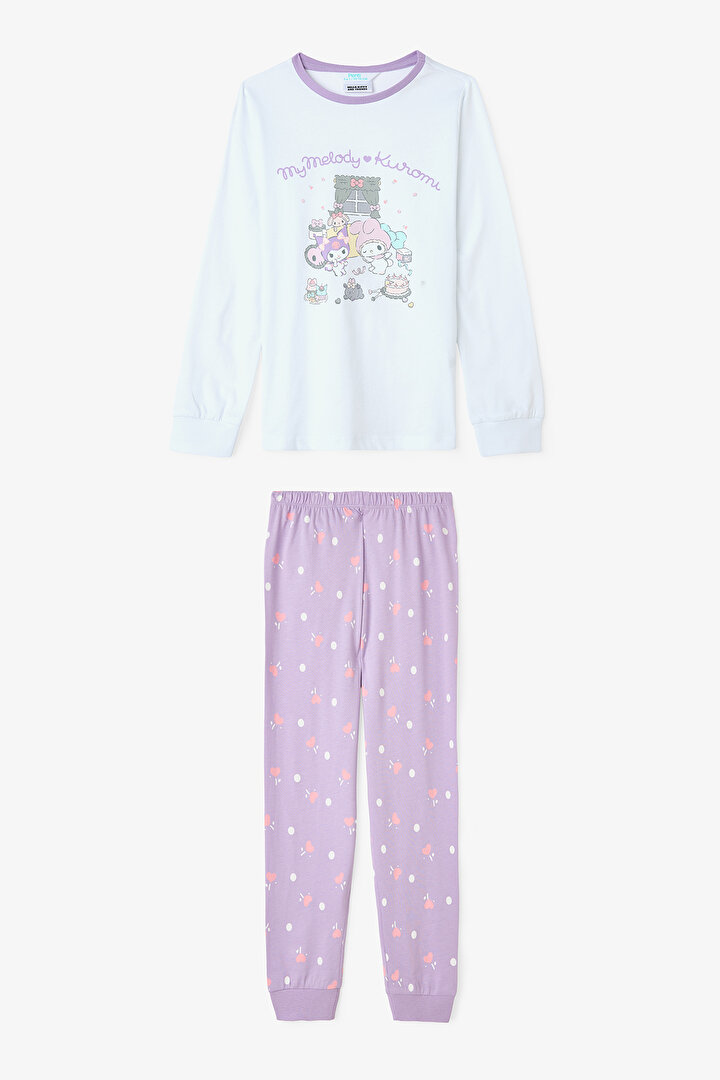 Lila Kız Çocuk Kuromi Friends Uzun Kollu Pijama Takımı - 1