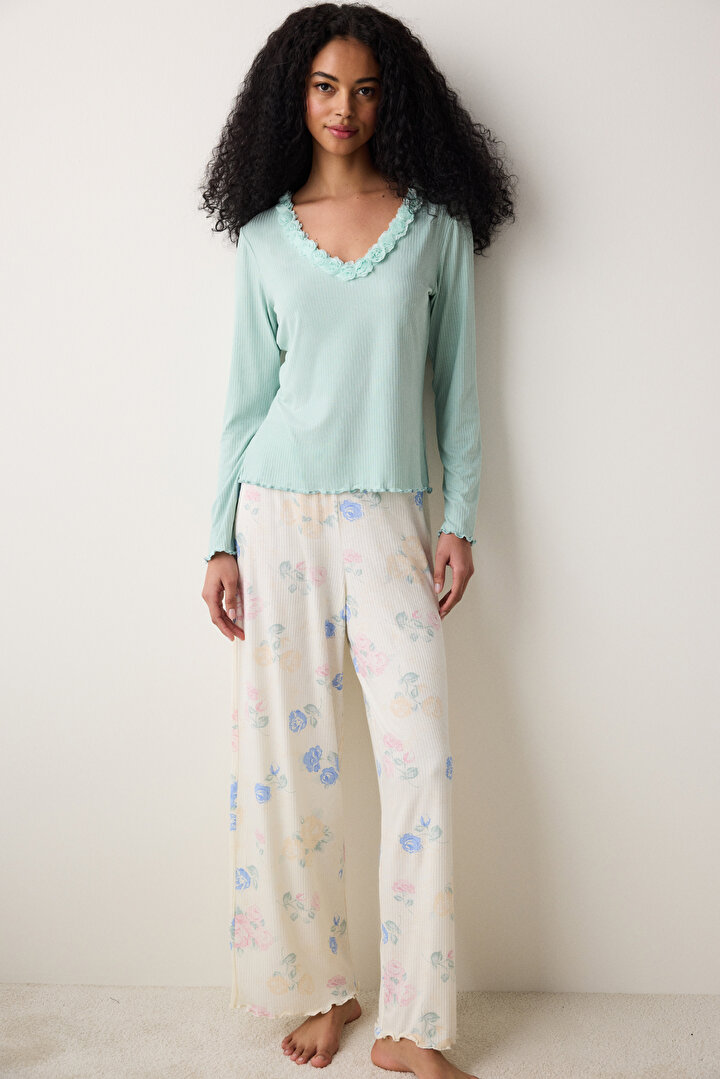 Marina Solid Tshirt Light Green PJ Top - 1