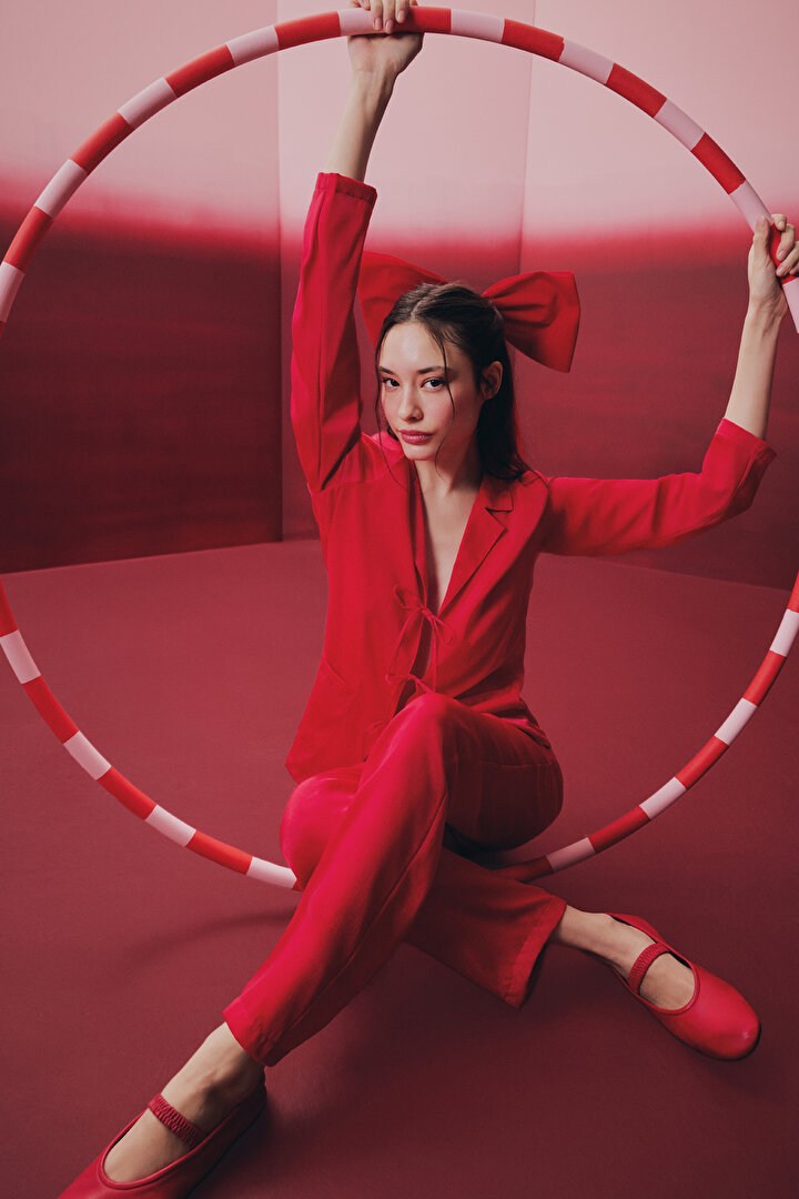 Red Bella Satin Shirt & Pants Pajama Set - 1