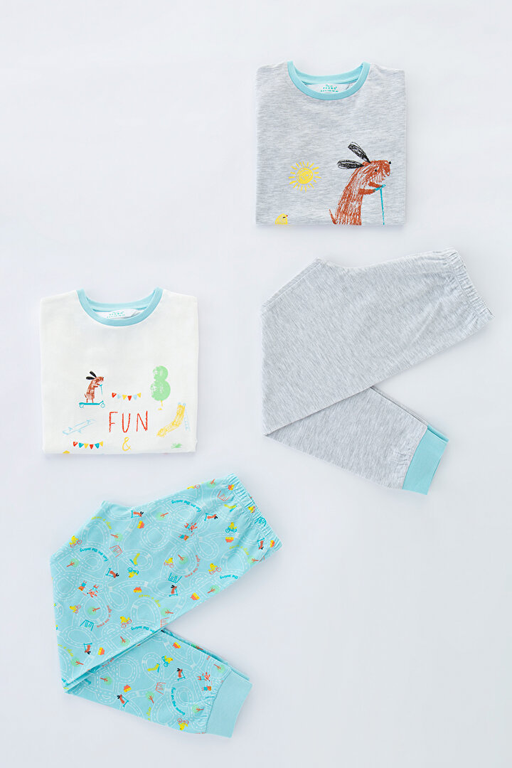 Erkek ÇocukPlay Buddies LS-SS 4Lü Pijama Takımı - 1
