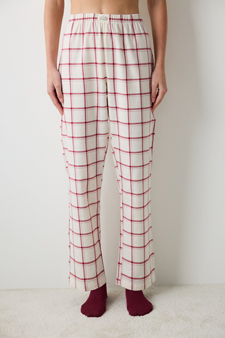 Aria Checked Ecru Pant PJ Bottom - 1