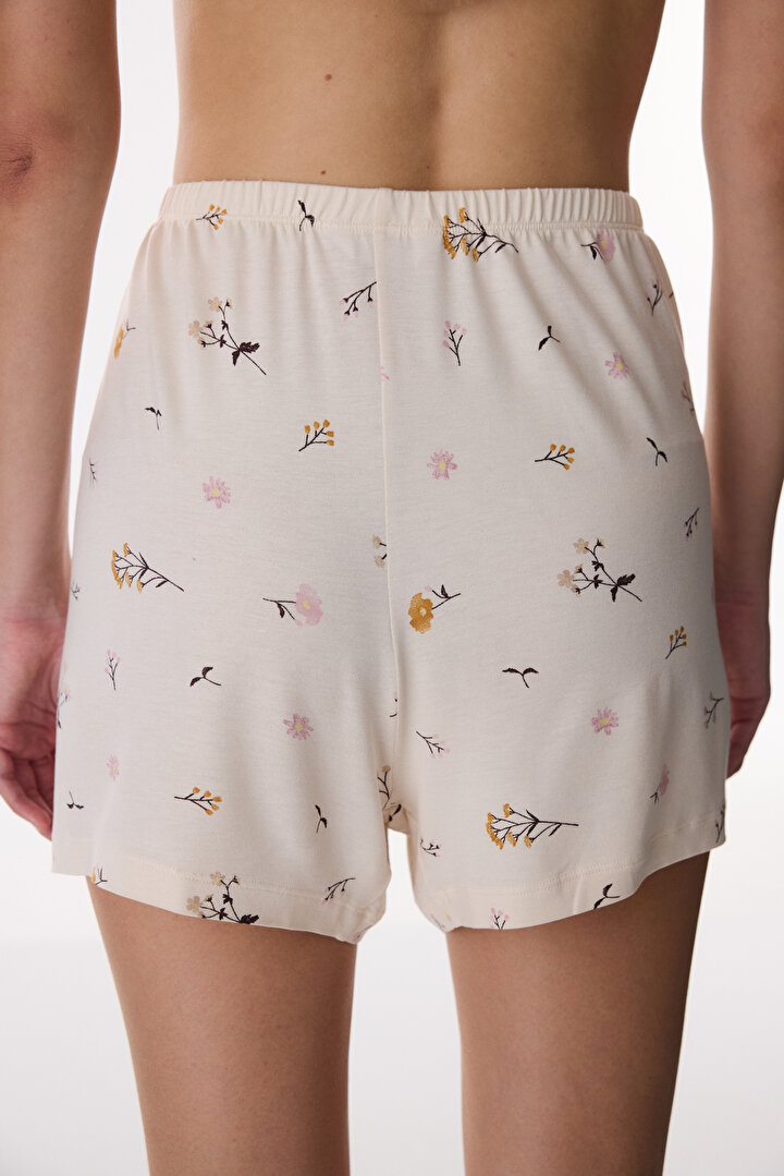 Bej Margot Desenli Şort Pijama Altı - 2