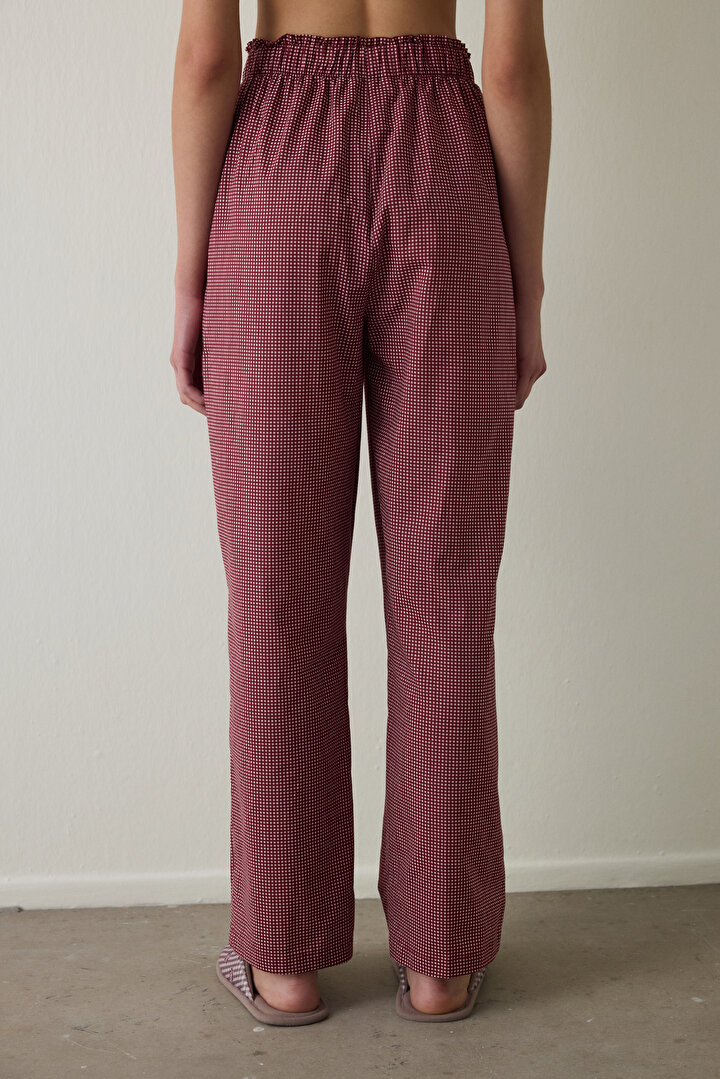 Bordo Freya Ekoseli Pijama Altı - 2