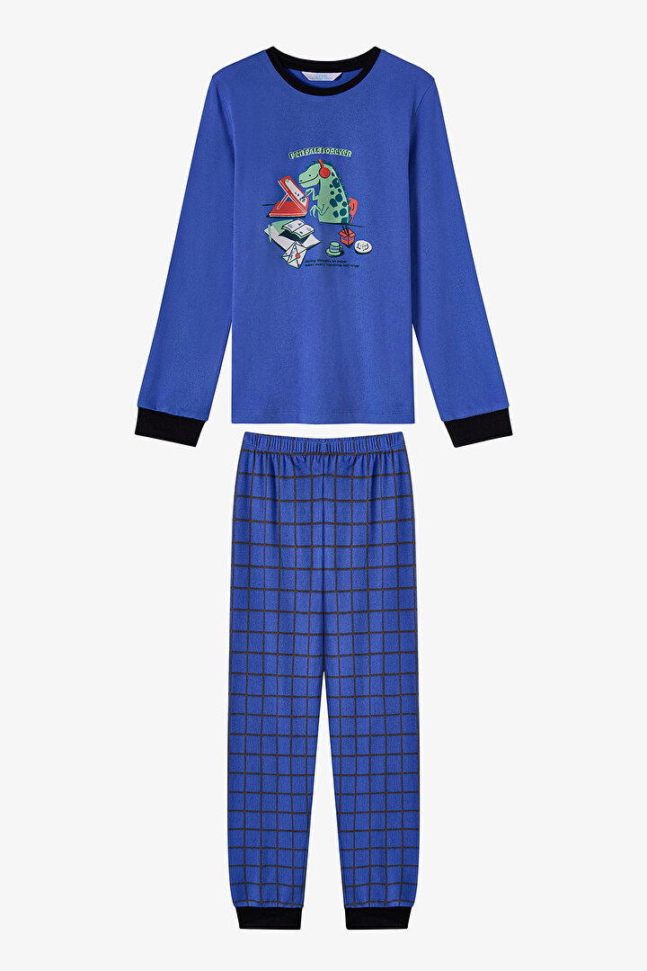 Erkek Çocuk Saks Pen Pals Uzun Kollu Pijama Takımı - 1