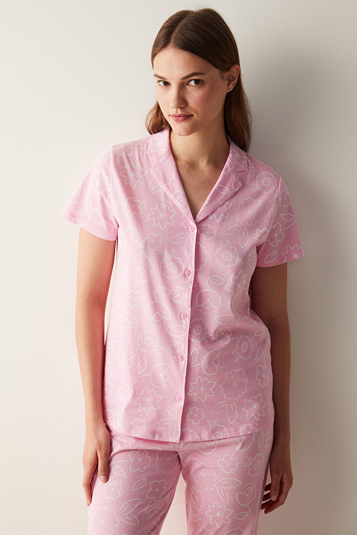 Base Flowers Pink Shirt Pant PJ Set - 2