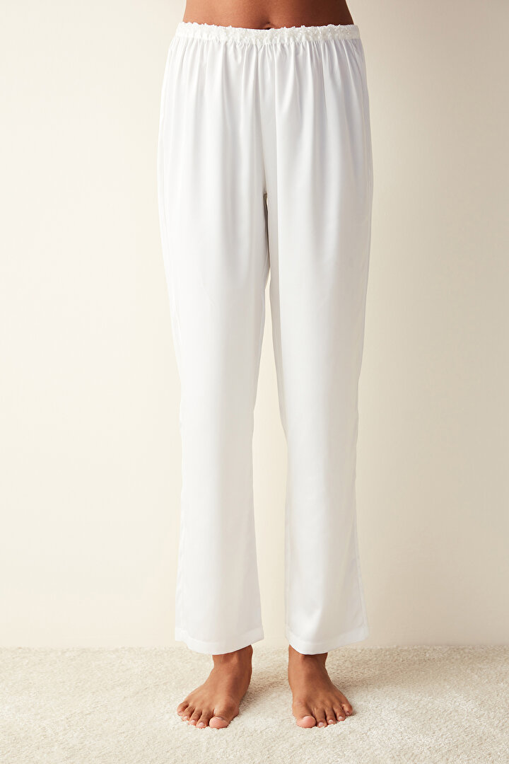 Bridal Saten Pantolon Kırık Beyaz Pijama Altı - 2