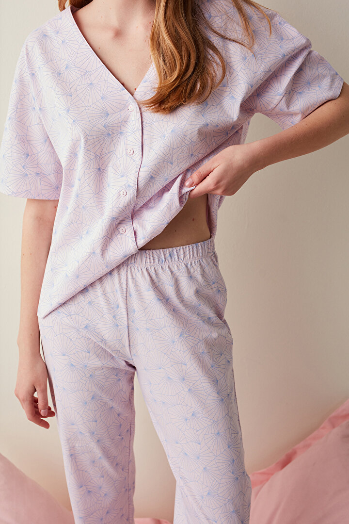 Relax Pink Lotus Gömlek Pijama Takımı - 2