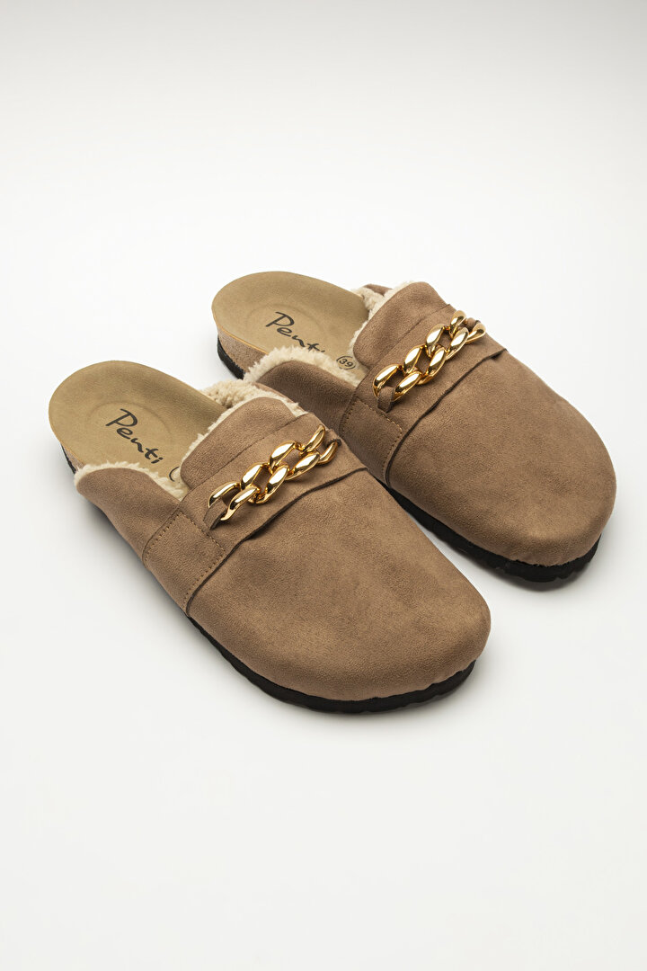 Soft Brown Suede Slippers - 1
