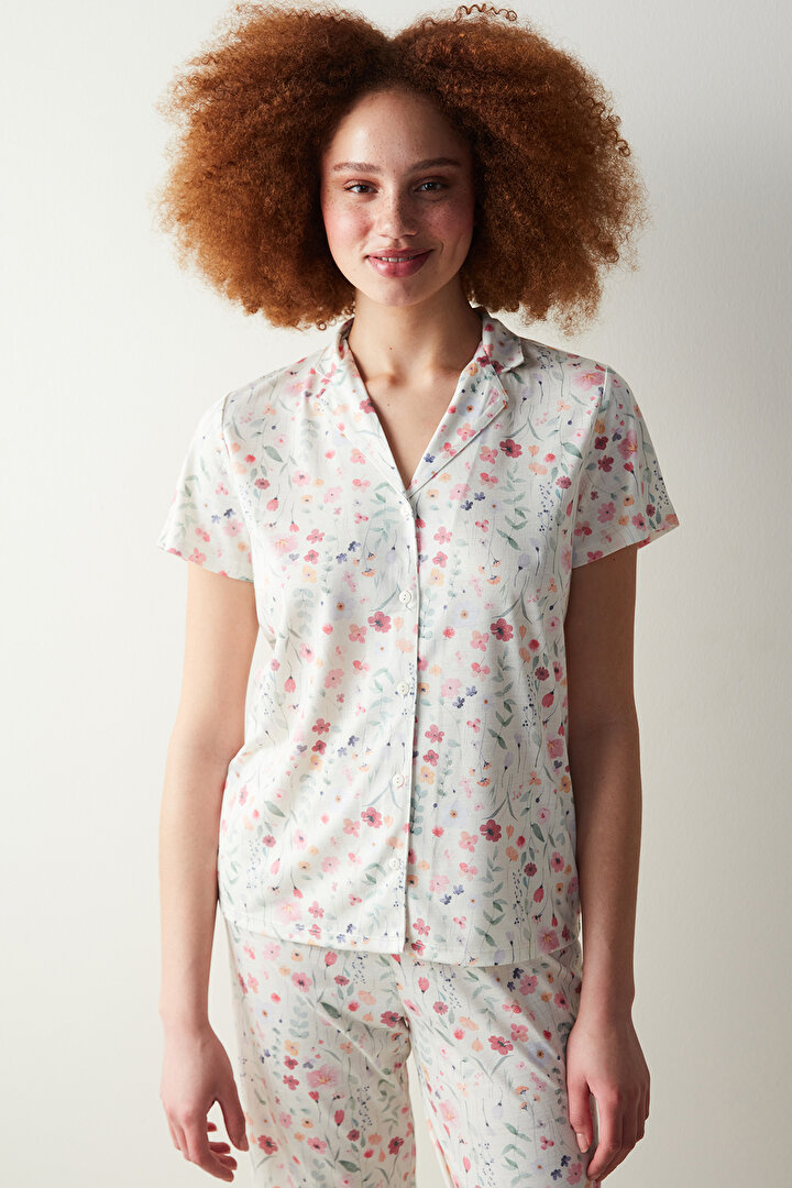 Spring Flowers Shirt Pant PJ Set - 2