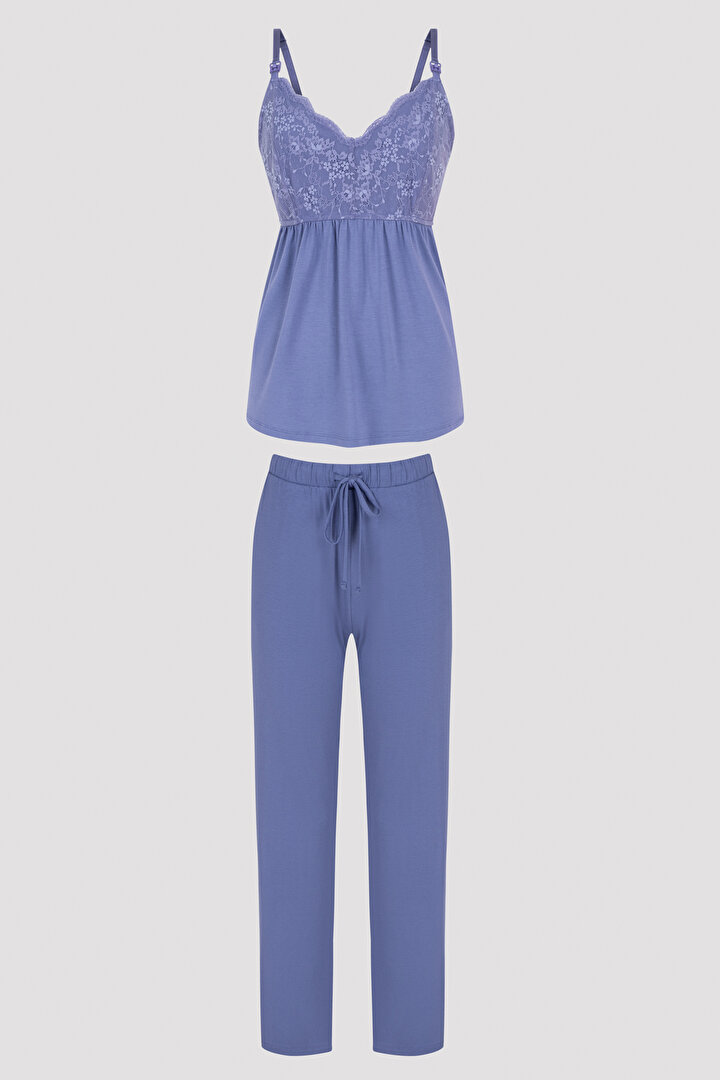 Blue Dark Blue Mama Dusty Lacy Dress - 1