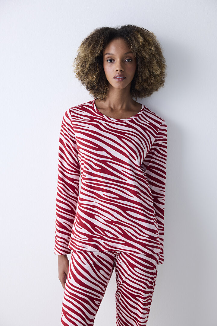 Red Zebra Kırmızı Pantolon Pijama Takımı - 2