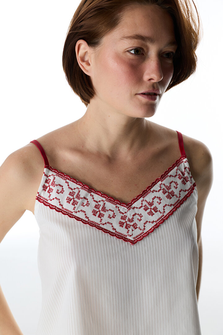 Kırık Beyaz Magnifique Atlet Pijama Üstü - 2