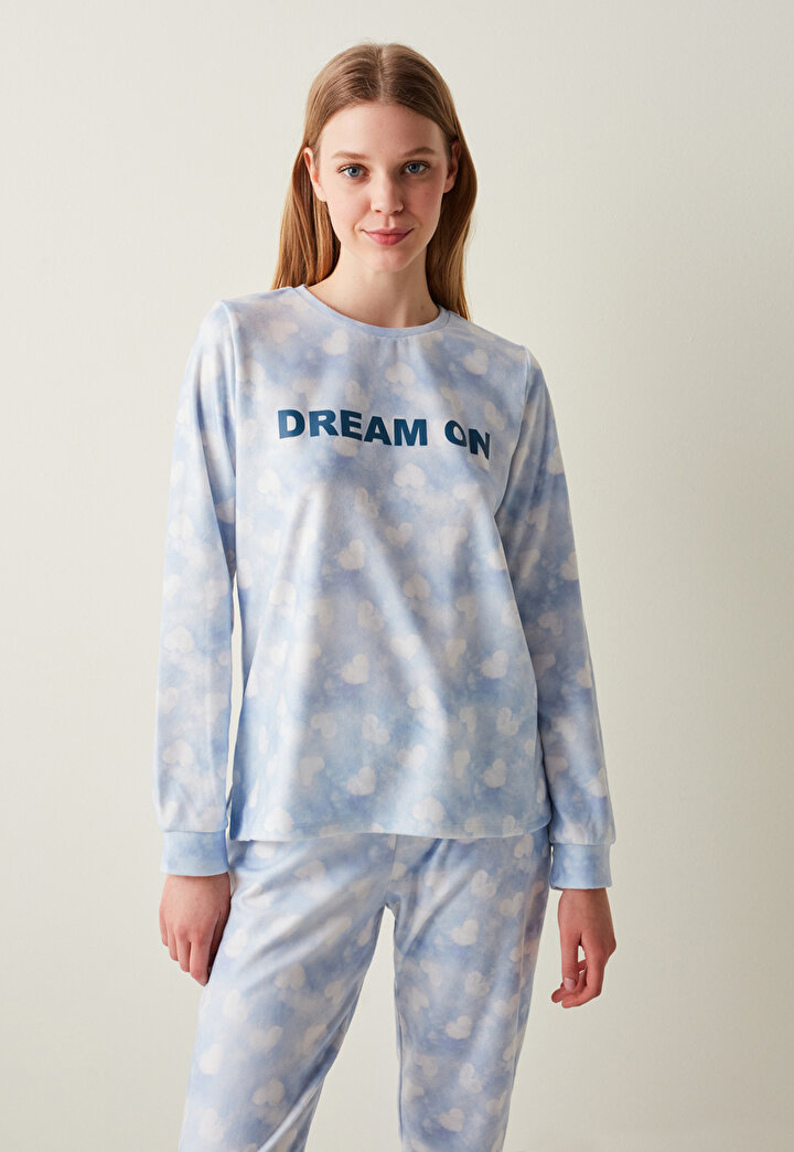 A.Mavi Dream On Polar Termal Pantolon Pijama Takımı - 2