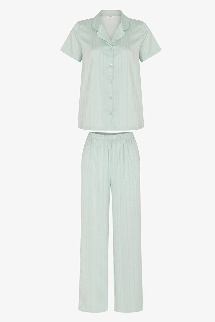 Aurora Satin Shirt & Pants Pajama Set - 1