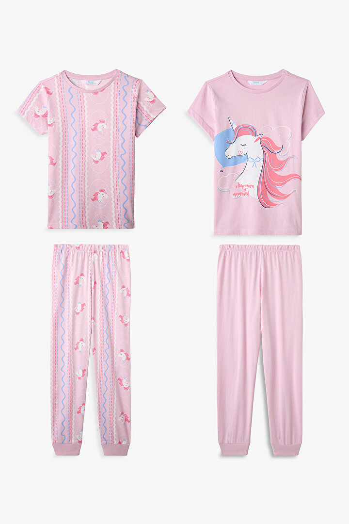 Açık Pembe Kız Çocuk Sleepycorn 2'li Pijama Takımı - 1