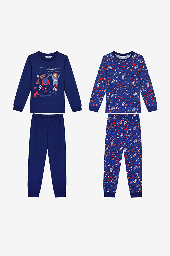 Boys Style 2in1 Navy Blue PJ Set - 1