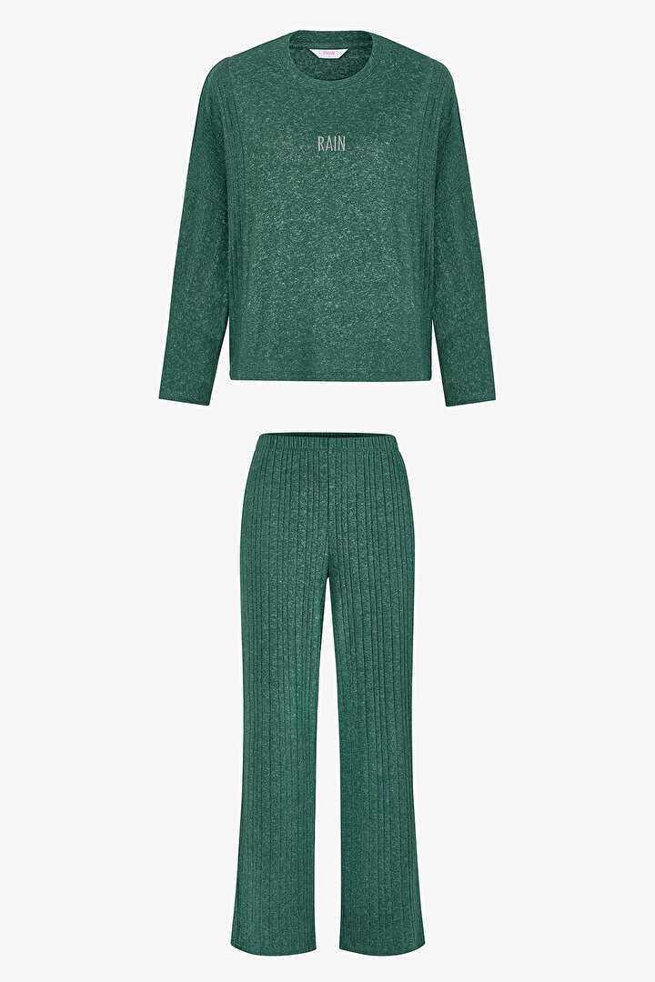 Dark Green Rain Soft Pant PJ Set - 1