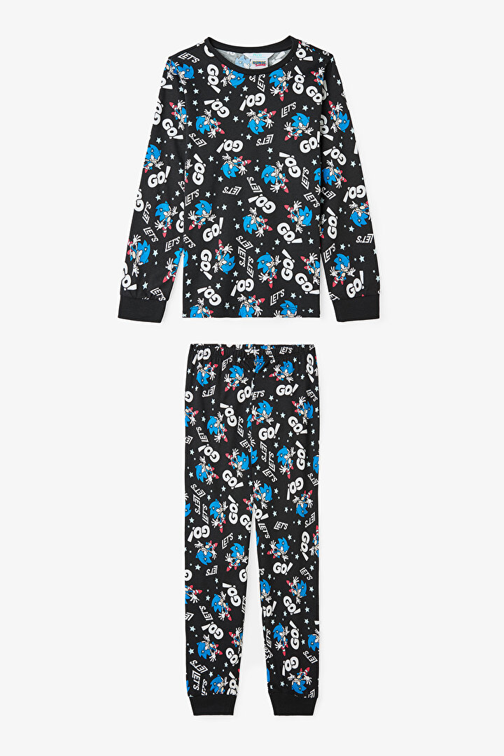 Black Boys Sonic Long Sleeve Pajama Set - 1