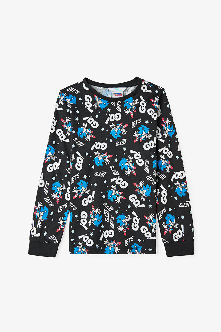 Black Boys Sonic Long Sleeve Pajama Set - 2