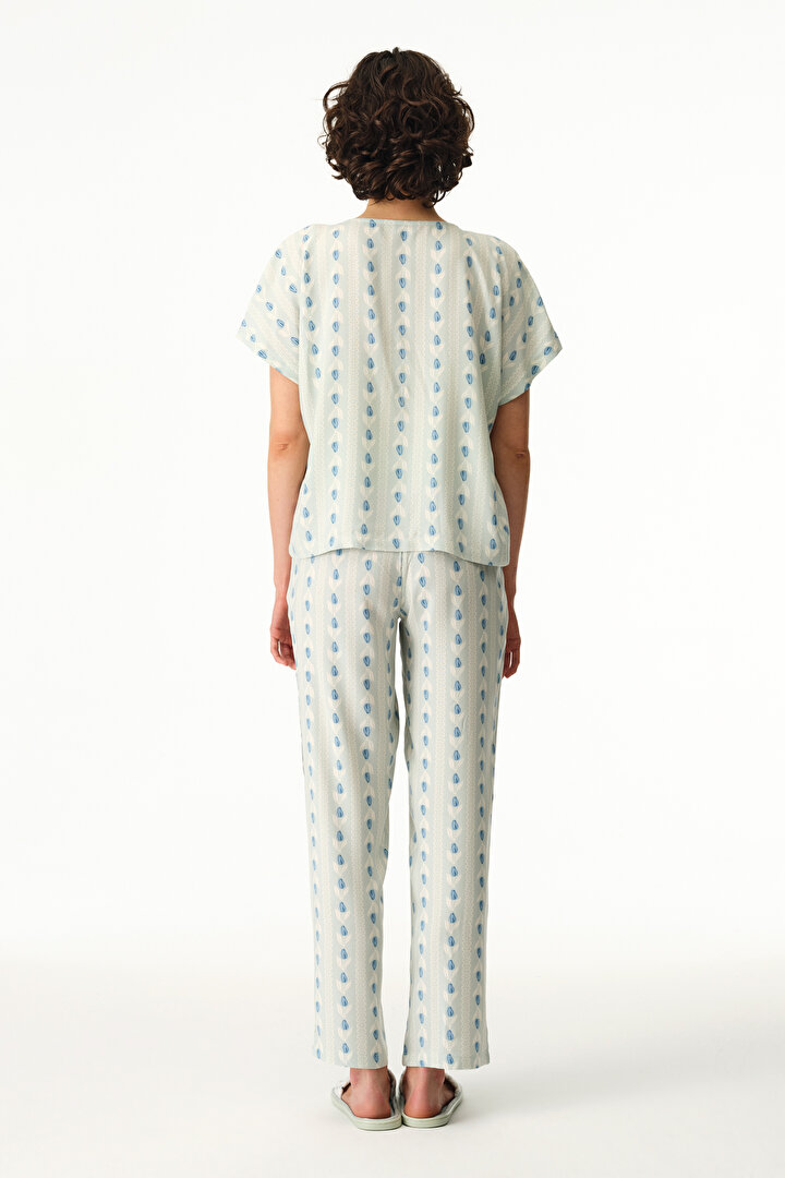 Light Green Serenity Striped Shirt & Pants Pajama Set - 2