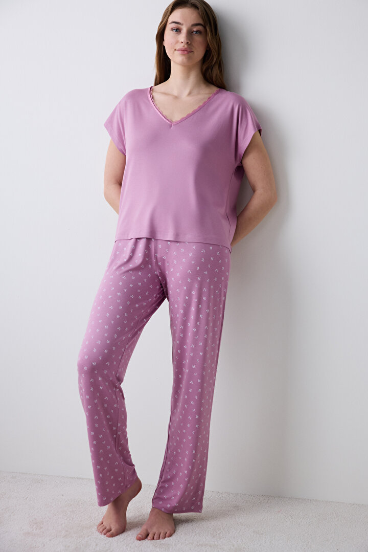 Alia Soft Pantolon Lila Pijama Takımı - 1