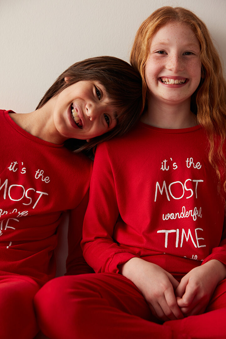 Unisex Best Time Termal Kırmızı Pijama Takımı - 1