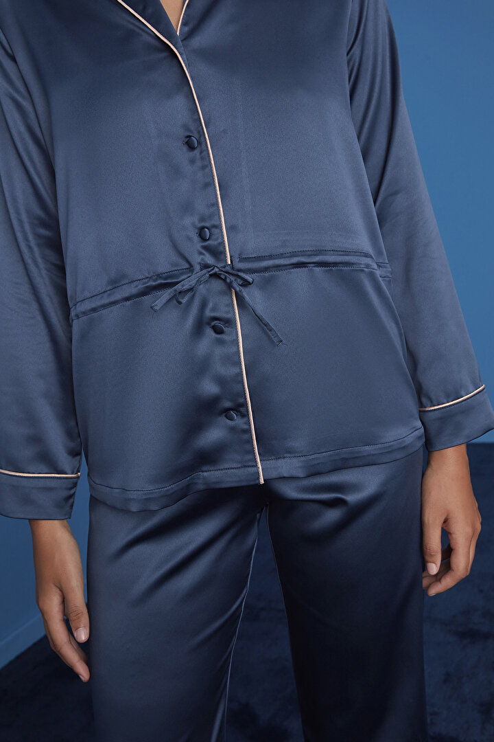 Late Night Satin Shirt Pants Set - 2