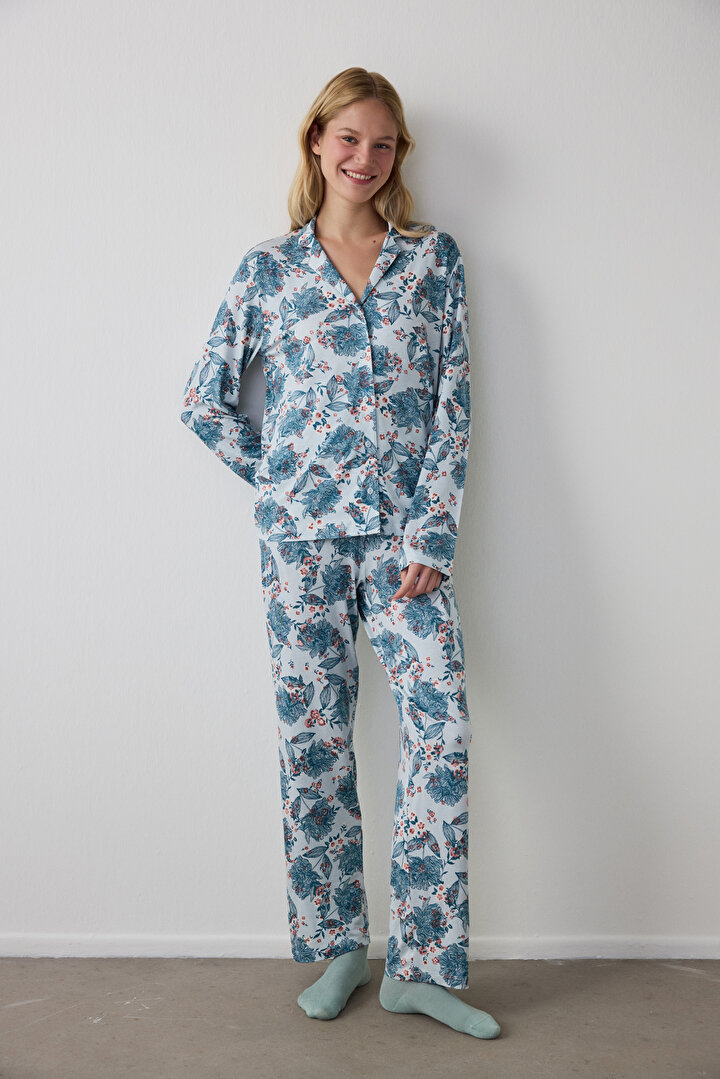 Garden Flowers Shirt Pant PJ Set - 2