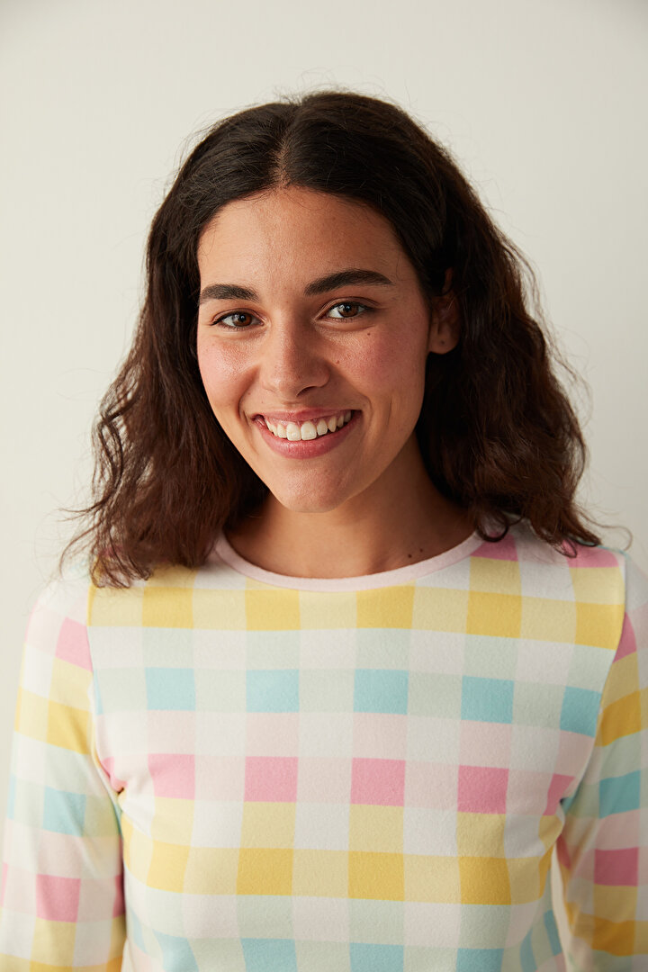 Multi Colour Colored Gingham Thermal Tshirt - 2