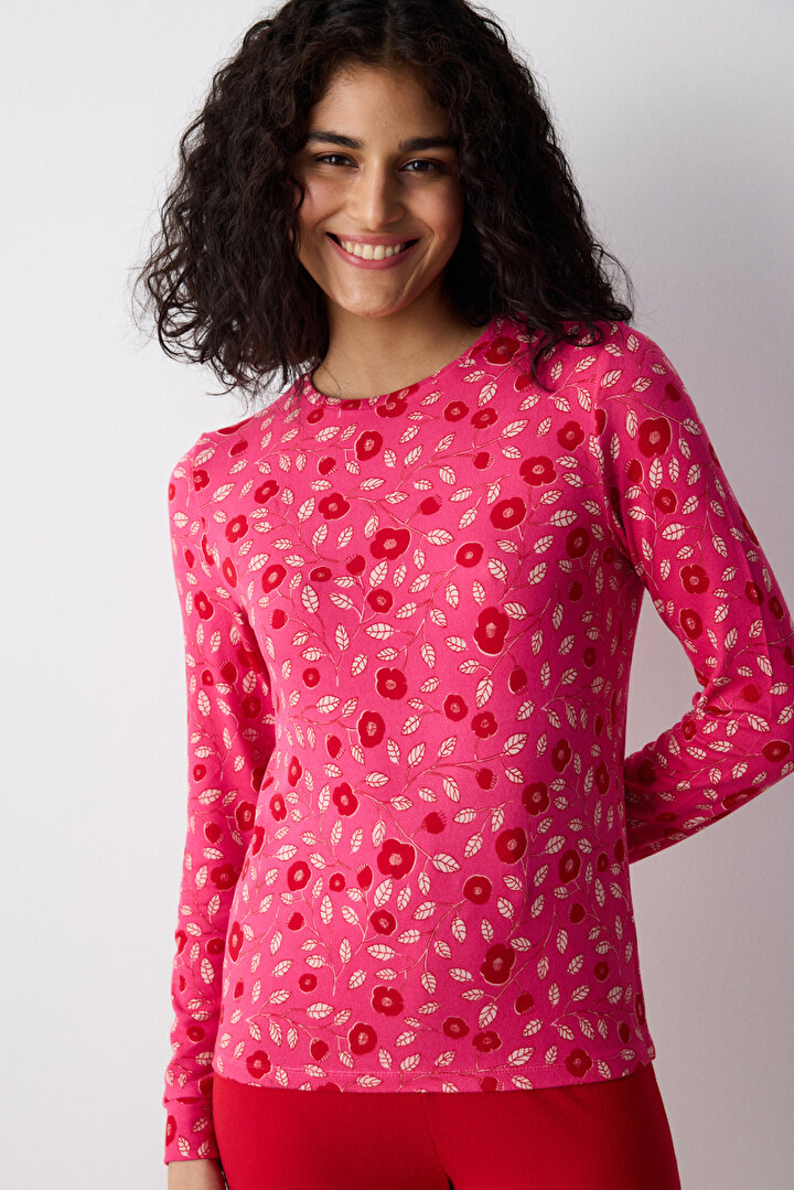 Bloom Printed Pink Thermal PJ Top - 2