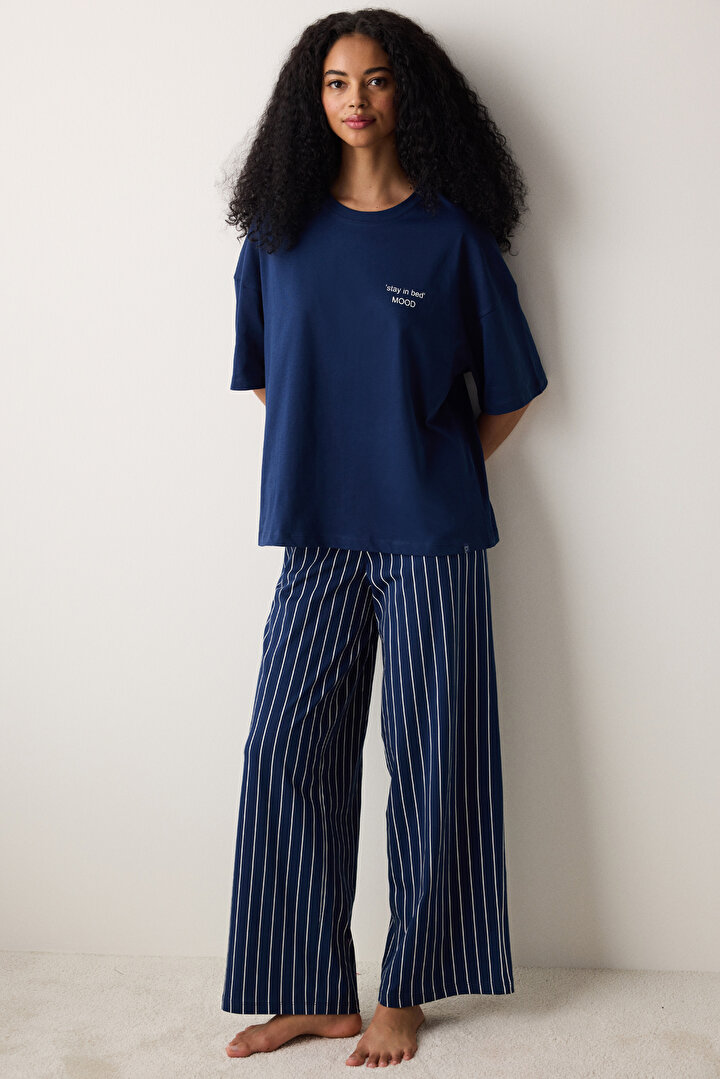 Pj Day Striped Pant Navy PJ Set - 1