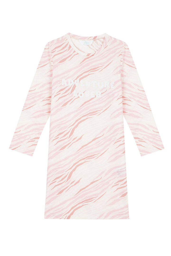 Pembe Kız Çocuk Zebra Desenli Gecelik - 1