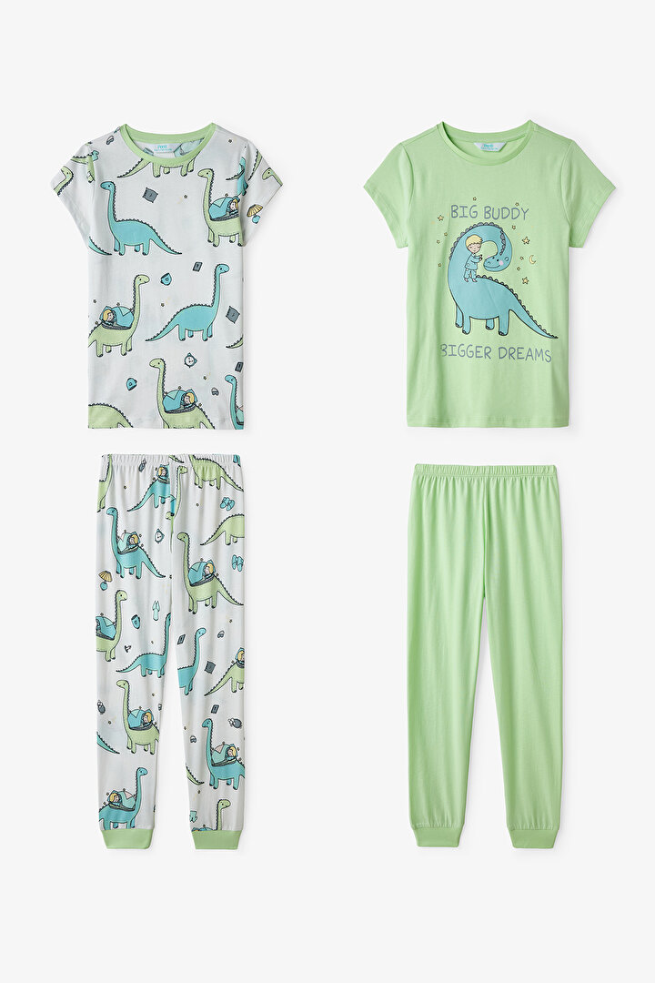 Light Green Boys Sleepasaurus 2in1 Pajama Set - 1