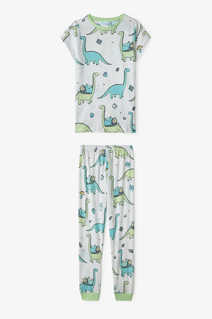 Light Green Boys Sleepasaurus 2in1 Pajama Set - 2