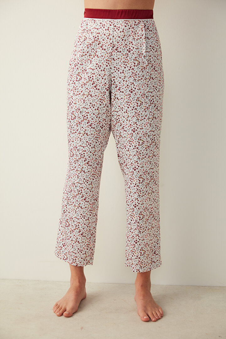 Beyaz Daphne Satin Pantolon Pijama Altı - 1