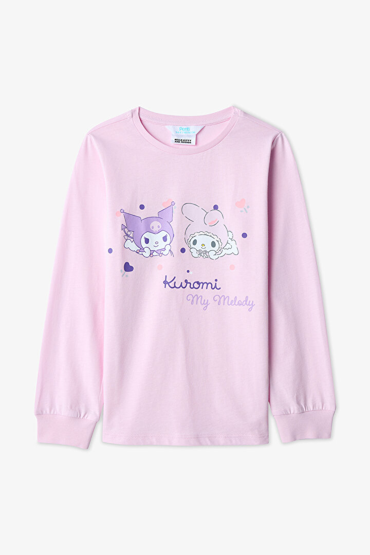Pink Girls Kuromi Printed Pajama Set - 2