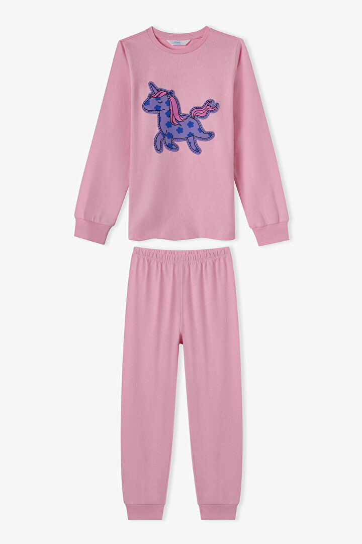 Girls' Pink Loving Unicorn Long Sleeve Pyjama Set - 1