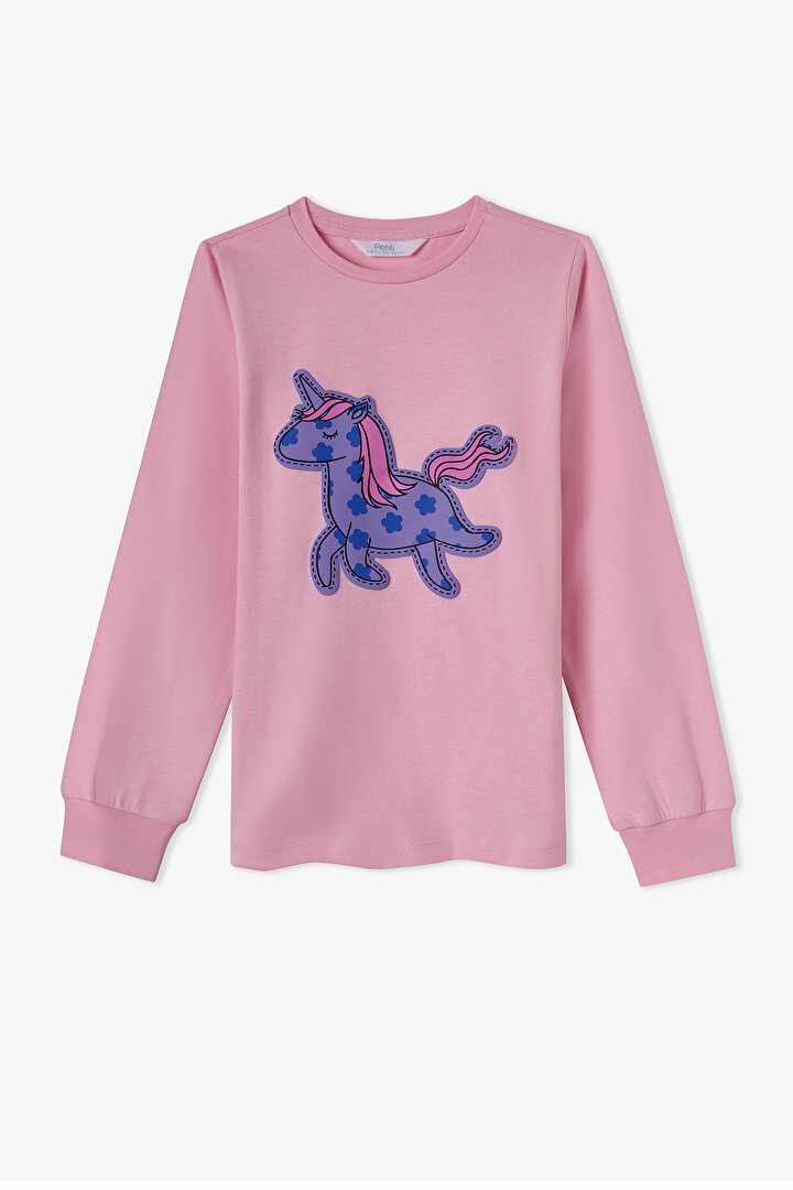 Girls' Pink Loving Unicorn Long Sleeve Pyjama Set - 2
