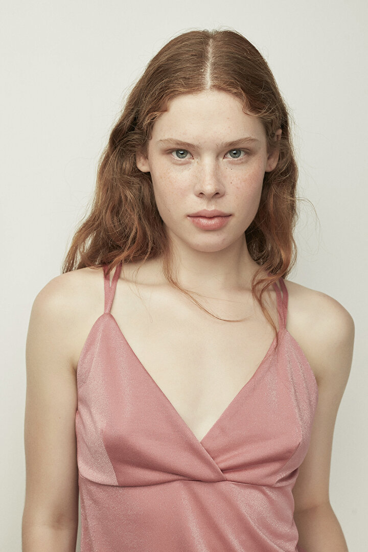 Mystic Rose Pink Nude Detailed Tank Top - 2