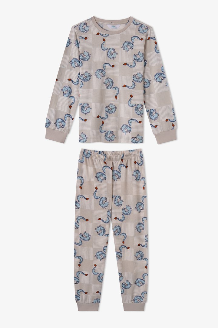 Erkek Çocuk Gri The Gentle Knight Pamuklu Uzun Kollu 2'li Pijama Takımı - 2