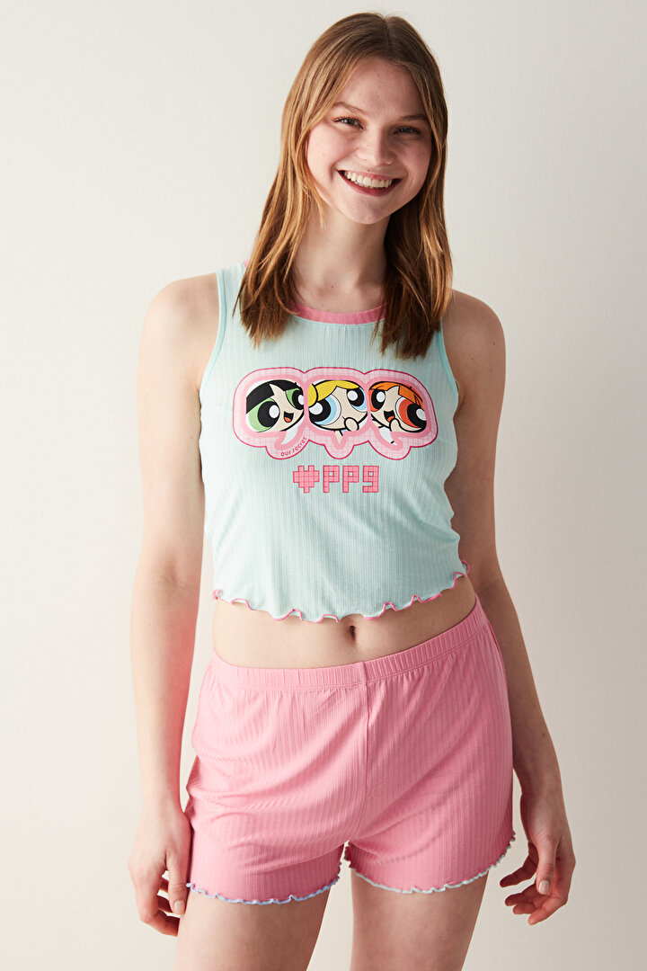 Mint Atlet Pijama Üstü - Powerpuff Girls Koleksiyonu - 2