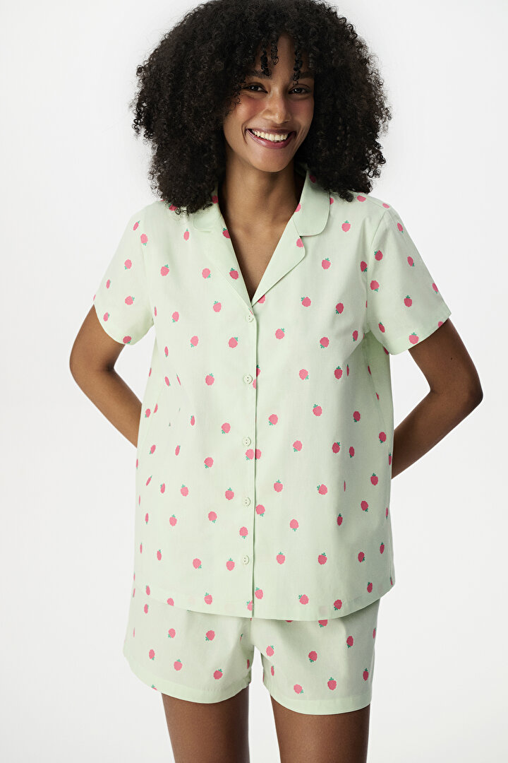 Light Green Summer Breeze Shirt & Shorts Pajama Set - 1