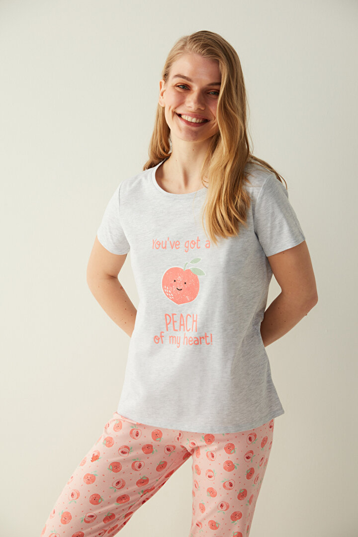 Peach Tişört Pantolon Pijama Takımı - 1