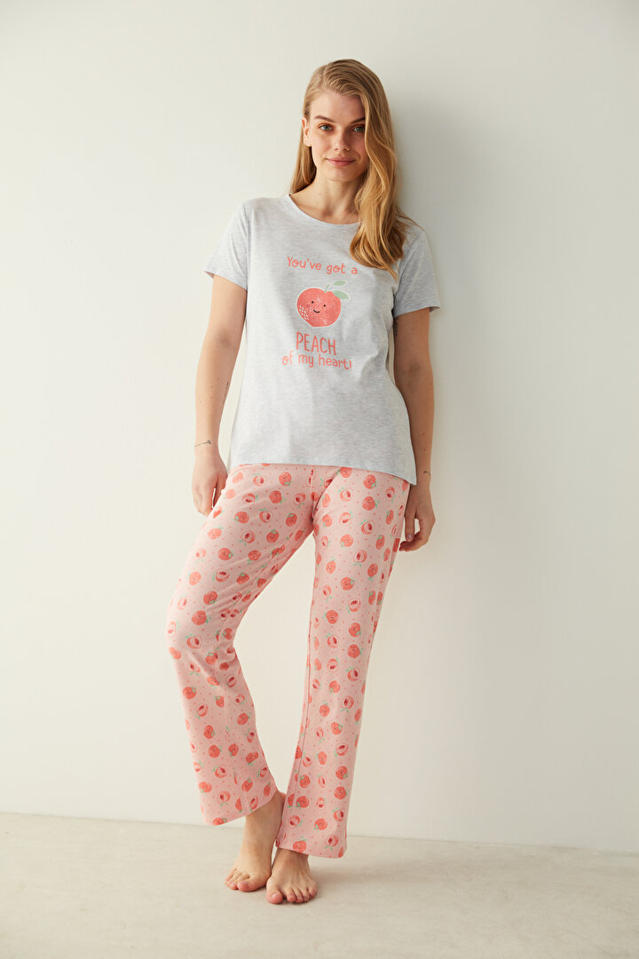 Peach Tişört Pantolon Pijama Takımı - 2