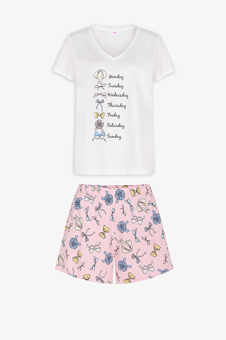 Pembe Bow Of The Day Şortlu Pijama Takımı - 1