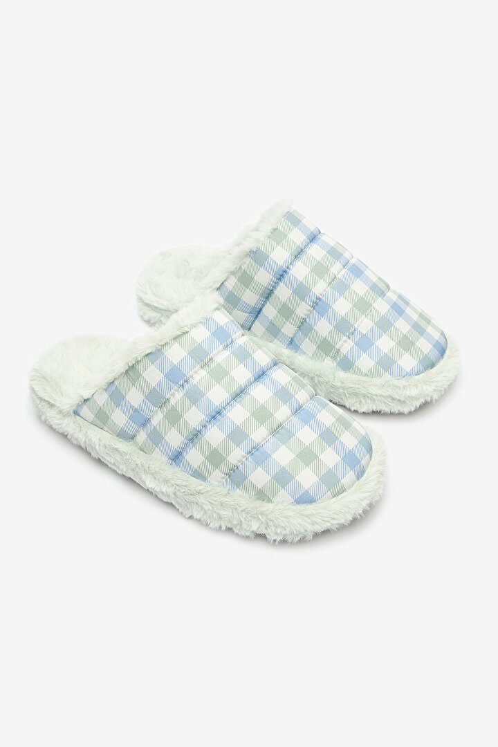 Green Gingham Light Grey Slipper - 2