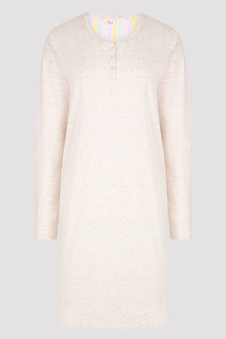 Beige Colorful Dots Dress - 1